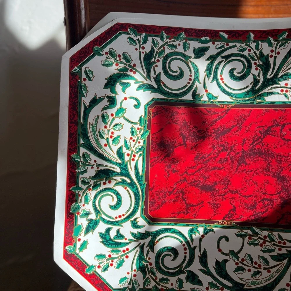 Vintage Christmas Vinyl Placemats (Set of 4) | Holly Berry Holiday Decor